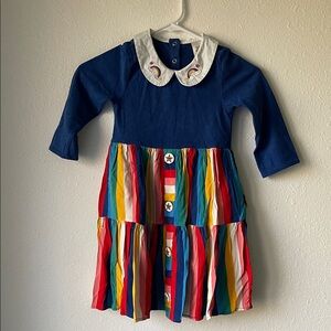 Wildflowers No. 6 Navy and Multicolor Striped Kids Dress Rainbow Dress